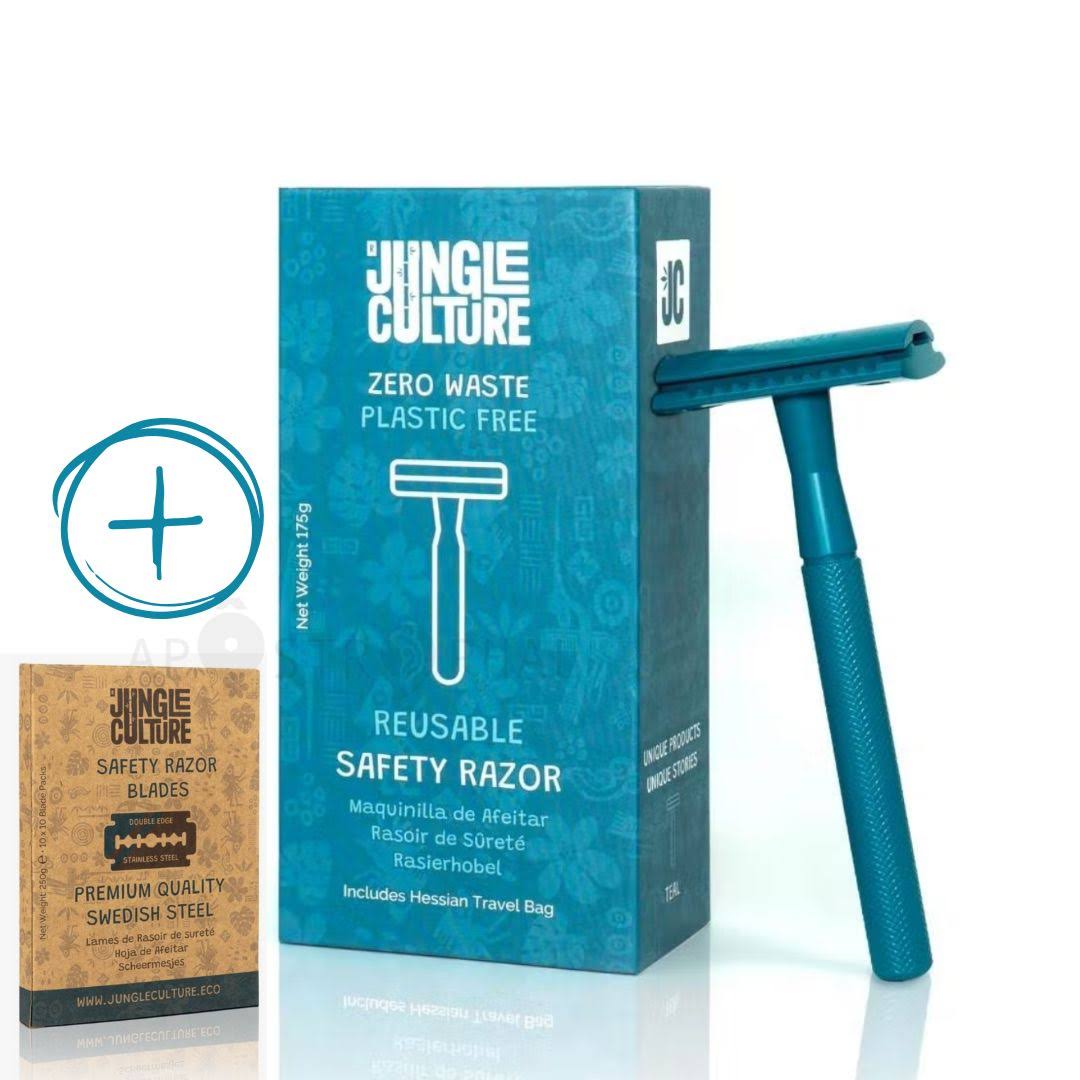 LIMITED EDITION Safety Razor (Teal) with stand and 10 safety blades