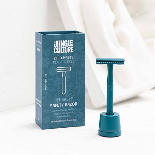 LIMITED EDITION Safety Razor (Teal) with stand and 10 safety blades