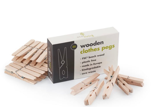 EcoLiving Wooden Clothes Pegs